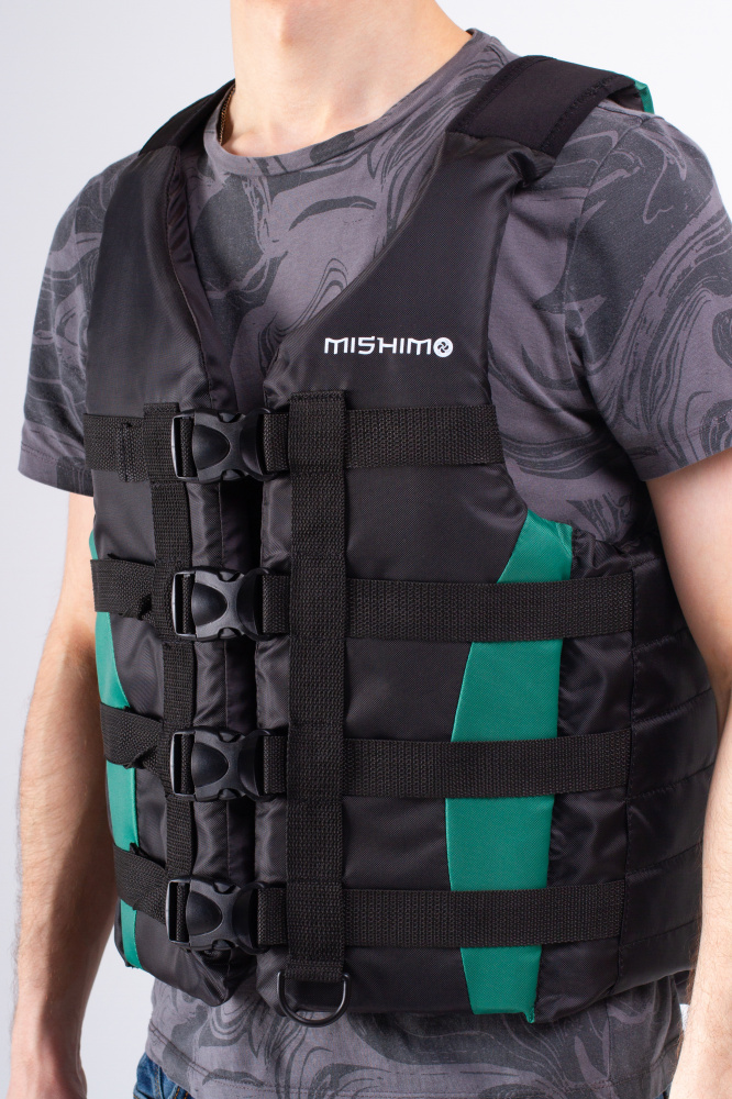 Жилет спасательный MISHIMO PRO Премиум качества Черно-зеленый в Томске