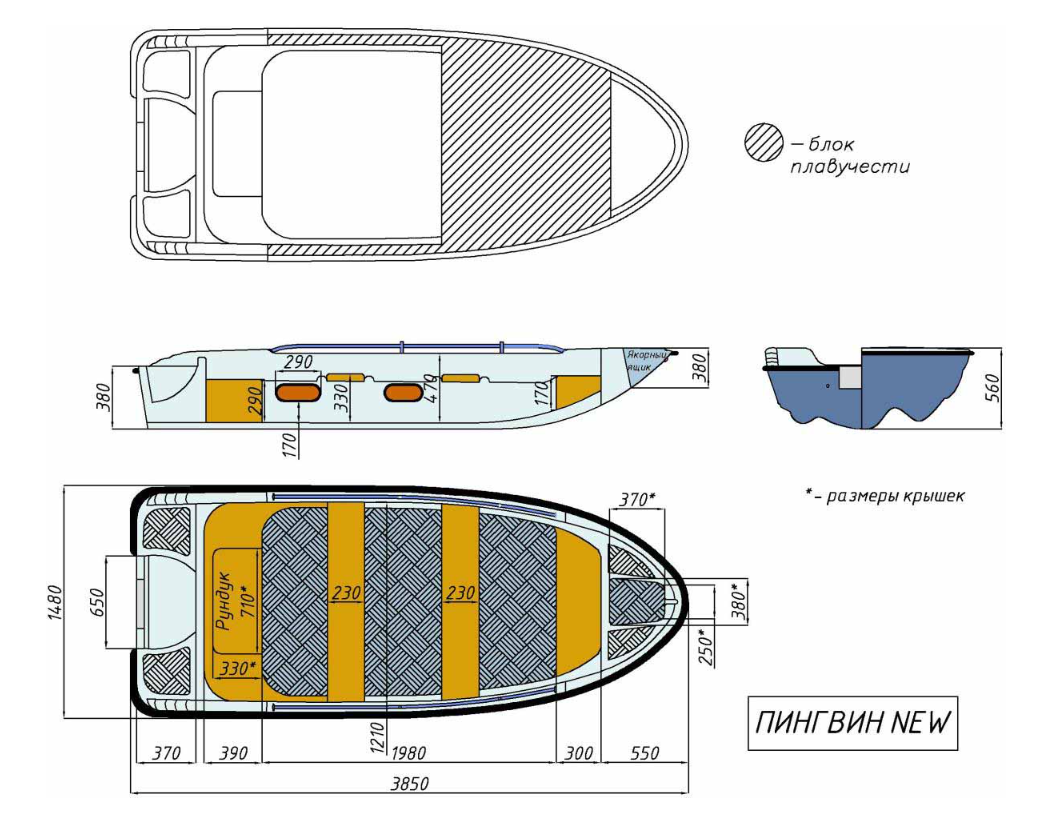 Стеклопластиковая лодка Пингвин New (тримаран) в Томске