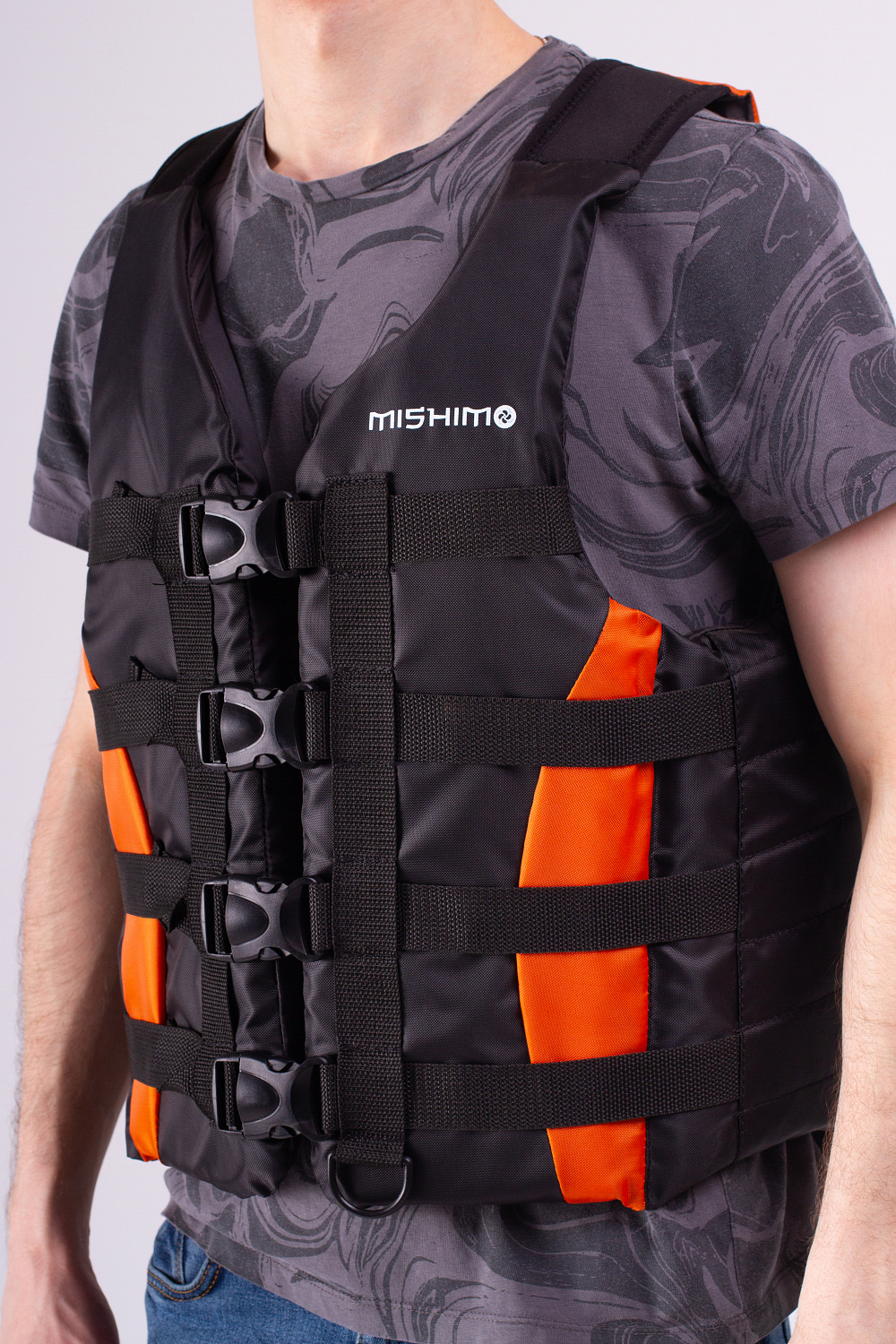 Жилет спасательный MISHIMO PRO Премиум качества Черно-оранжевый в Томске